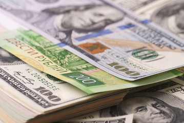 Dollar, ruble banknotes