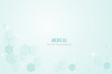 Green medical polygonal and crosses vector background