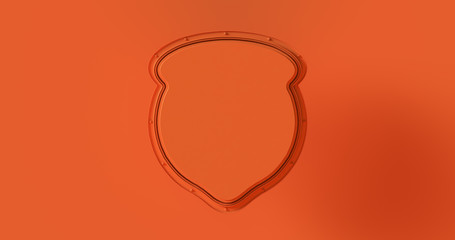 Orange Shield Badge 3d illustration	