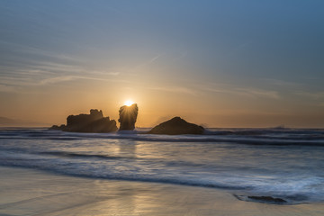 taking advantage of the few sunny days of this rainy spring, sunset on the beach of Bayas
