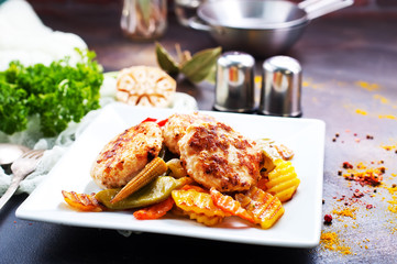 vegetables with cutlets