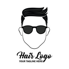 man hair logo with text space for your slogan / tagline, vector illustration