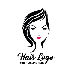 woman hair logo with text space for your slogan / tagline, vector illustration
