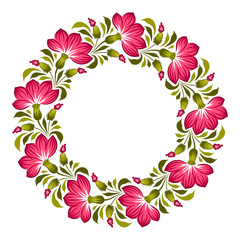 Floral background in ukrainian national style. Petrykivka painting. Vector Illustration