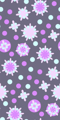 Fototapeta na wymiar Cute seamless pattern in retro style. Round shapes, vector illustration. Textile design, wrapping paper.