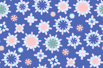Cute seamless pattern  in retro style. Round shapes, vector illustration. Textile design, wrapping paper.