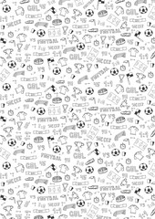 Obraz na płótnie Canvas Hand drawn doodle soccer or football background. Isolated elements. Vector illustration