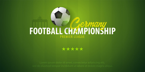 Football or Soccer design banner. Germany Football championship. Vector ball. Vector illustration