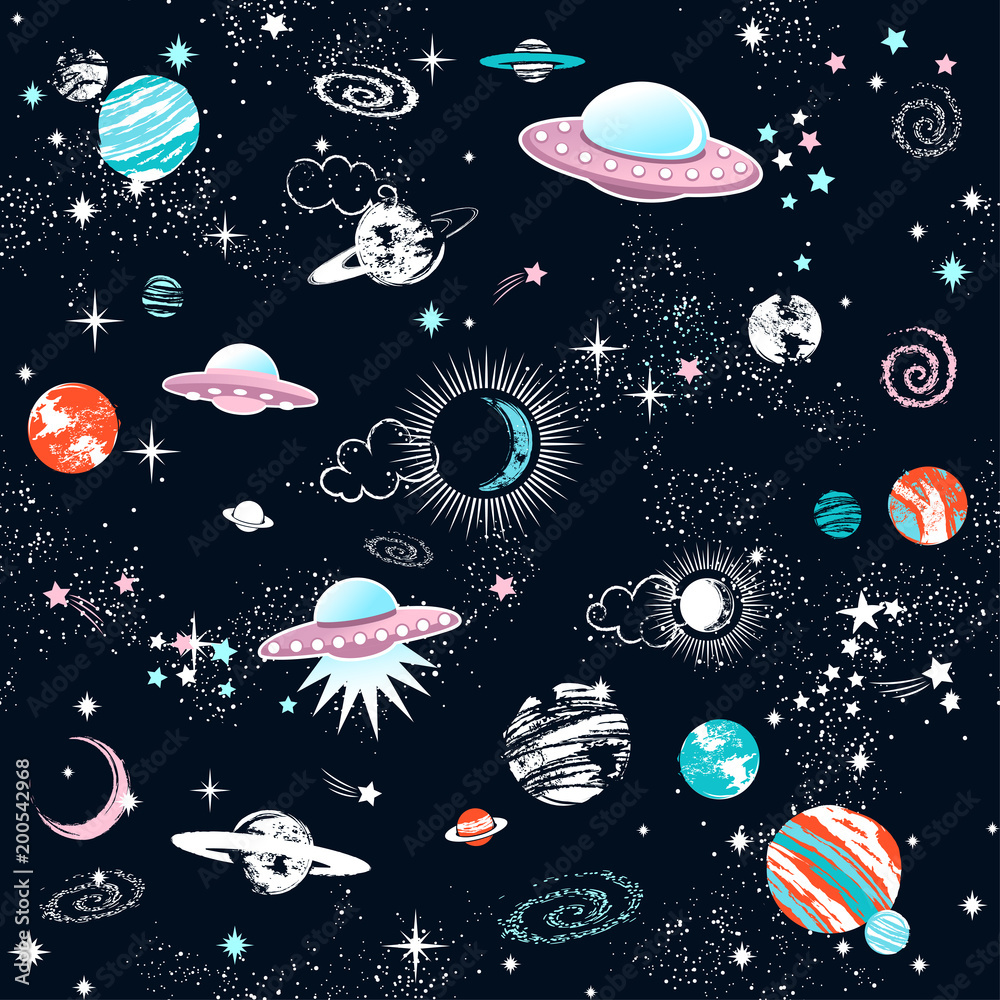 Sticker galaxy constilation seamless pattern print