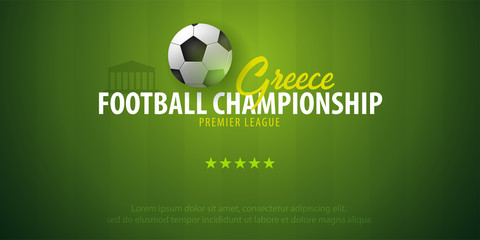 Football or Soccer design banner. Greece Football championship. Vector ball. Vector illustration