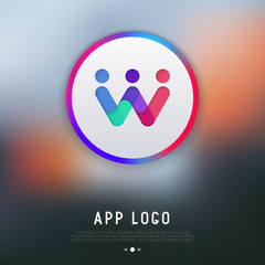 App logo for messenger or chat: people with hands up. Modern vector illustration.