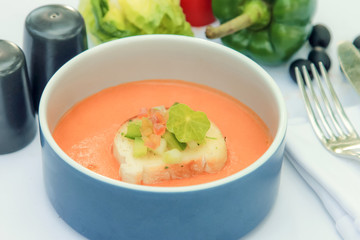 Fresh tasty cream soup in bowl