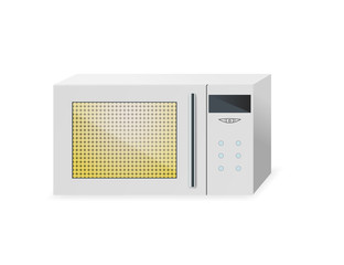 Obraz premium Microwave. Household electrical equipment for cooking. Vector illustration