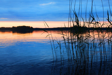 Sunset on the Vuoksa lake, The Leningrad Region, Russia.
