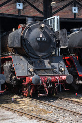 Obraz premium Lokomotywa parowa w Muzeum Kolei Południowych Niemiec w Heilbronn