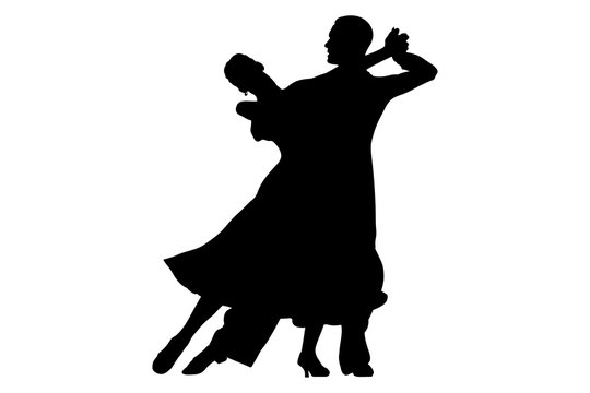 Ballroom Dancing Black Silhouette Pair Women And Men Dancer 