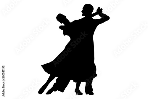Ballroom Dancing Black Silhouette Pair Women And Men Dancer