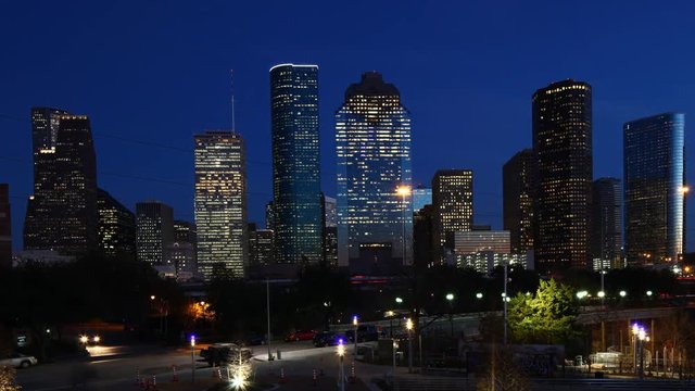 Houston, Texas city center, a twilight timelapse 4K