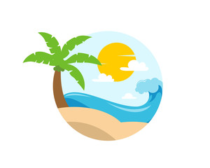 Holiday Beach Travel Vocation Logo Icon summer party place