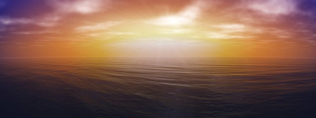 beautiful sea sunset, panorama of the sea landscape,
3D rendering
