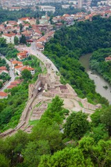 Fototapeta na wymiar View from the fortress Tsarevets in Veliko Tarnovo on a cloudy summer day