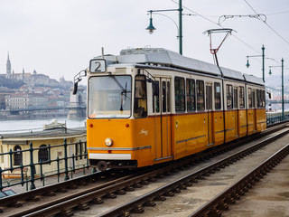 The yellow tram at Budapest.