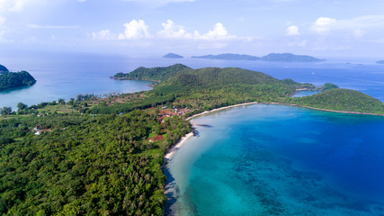Bird's eye view of Koh Mak or Mak island , Trat, Thailand (Photo from Drone)