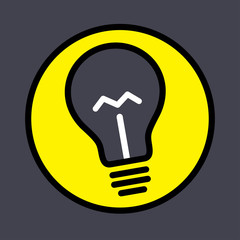 Electric Light Bulb Lamp. Symbol of bright idea. Linear vector illustration with editable line