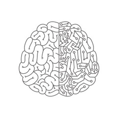 brain with circuit electric icon