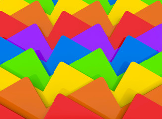 3d rendering. Abstract rainbow color Triangular shape wave pattern wall background.