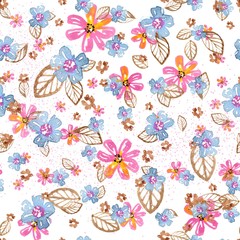 Obraz premium Watercolor floral seamless pattern