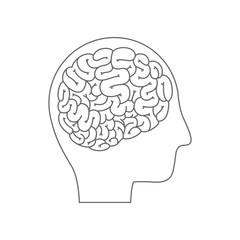 head profile human with brain