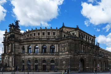 Fototapeta na wymiar DRESDEN, GERMANY. Opera house Dresden on a sunny day with blue sky. Semper Opera House
