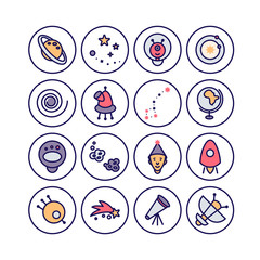 astronomy linear style icons