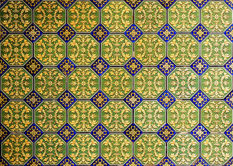 Decorative background, mosaic of pattern tiles, Spain