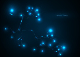 Vector background abstract technology communication data Science with bright lights