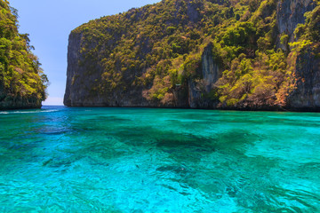 Ao Pi Leh is snorkeling point famous tour lagoon in Phi Phi Islands, Krabi , Thailand 