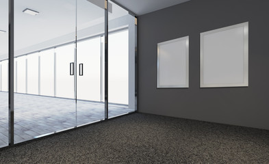Modern Empty  office Cabinet. Meeting room. 3D rendering.. Blank paintings