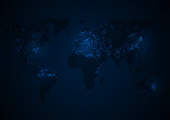 Fototapeta na wymiar Vector World map with continent on a blue background. vector illustrations