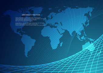 Vector World map with continent on a blue background. vector illustrations