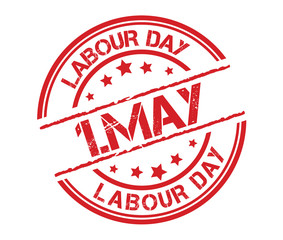 1. May labour day red rubber stamp concept