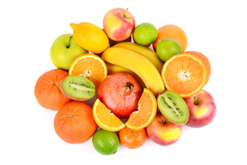 Set of fruits isolated on white background.