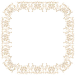 Golden vintage border frame engraving with retro ornament pattern in antique baroque style decorative design. Vector