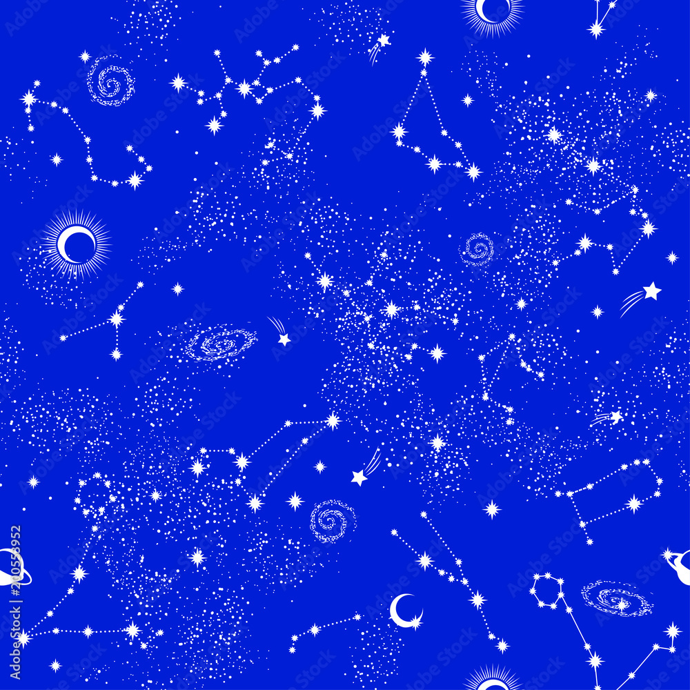 Wall mural galaxy constilation seamless pattern print