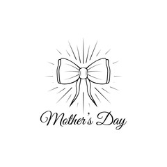 Fototapeta premium Mother s day card with bow and ribbon. illustration. Happy mother s day text.
