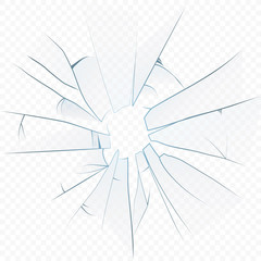 Obraz premium Vector Cracked crushed realistic glass on the transperant alpha background.