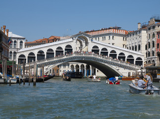 Fototapeta premium 20.06.2017, Venice, Italy: View of historic buildings and canals from gondola