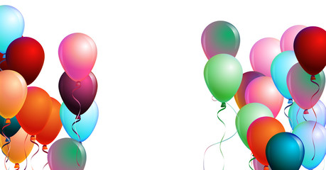 Realistic Bright Colored Helium Balloons. Party, Christmas, Birthday, New Year Funky Decoration. Hipster Seasonal Sale Confetti, Childrens Ornament. Falling Down, Flying Up Colored Balloons Set © graficanto
