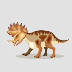 Vector cartoon  illustration of a dinosaur.  Triceratops.