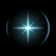 Shining star with a glare, aqua color